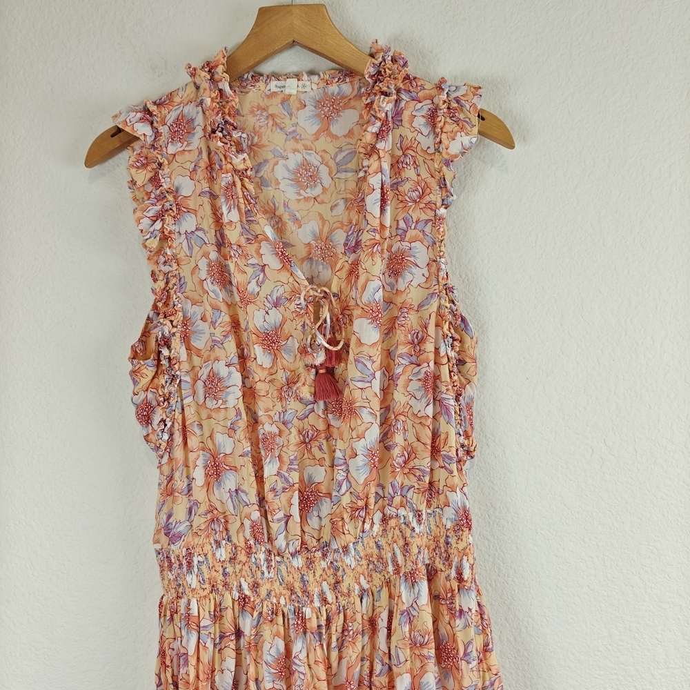 Poupette St Barth Nwot 'Triny' Ruffle-Trim Mini Dress, Yellow Dahlia - Large - Picture 7 of 16